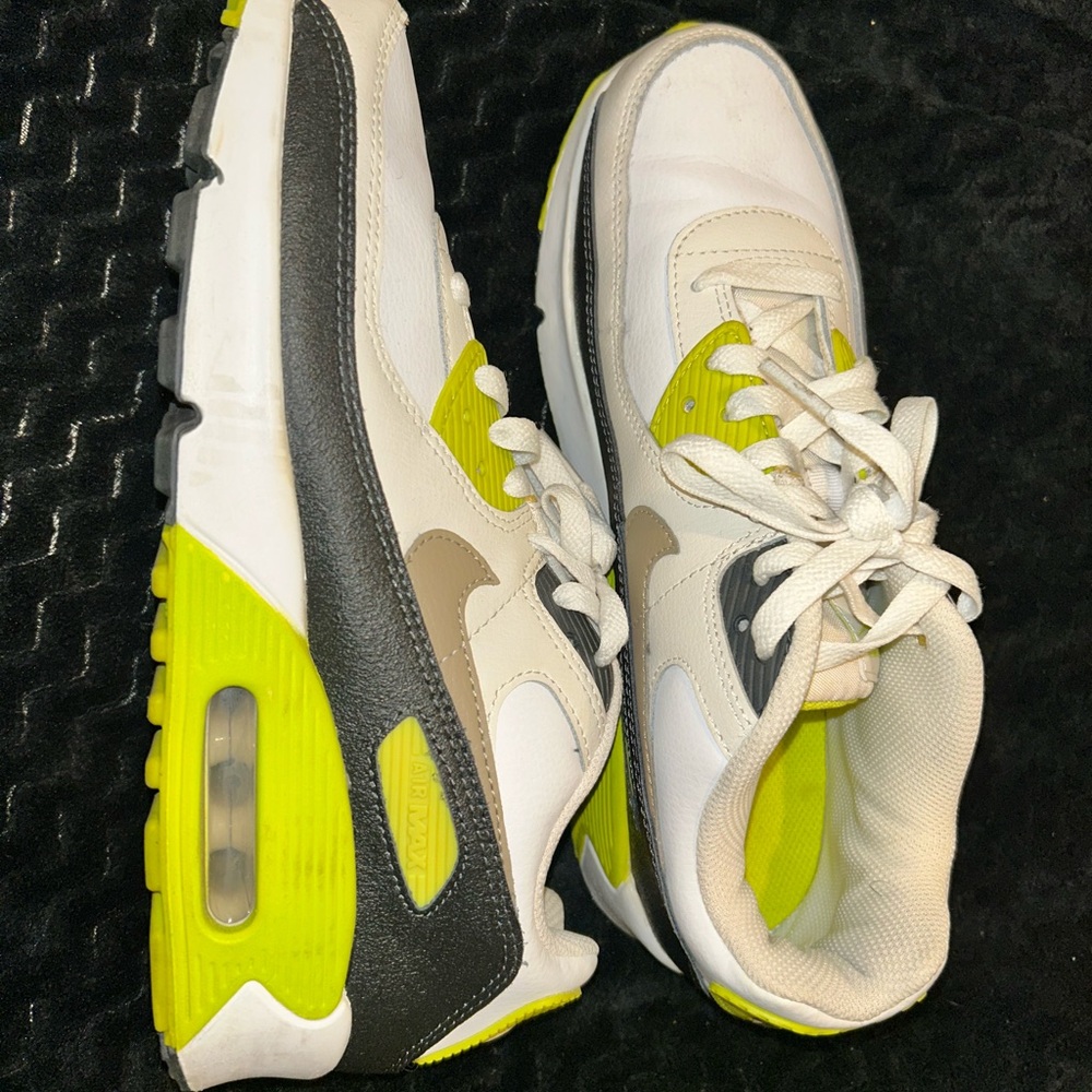Kids White & Neon Green Nike Air Max 90’s